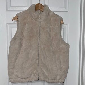 Cozy Neutral Beige Faux Fur Reversible Vest